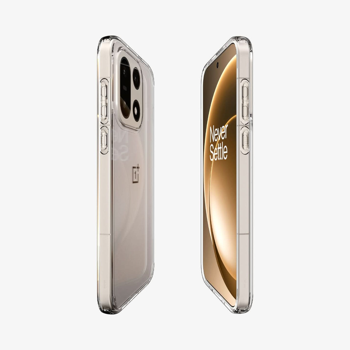 ACS09785 - OnePlus 15 Ultra Hybrid in Crystal Clear showing the partial back, partial front, and sides. 