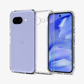 ACS09042 - Pixel 9a Case Ultra Hybrid in Crystal Clear showing the back, partial front and sides, case without device in the middle.