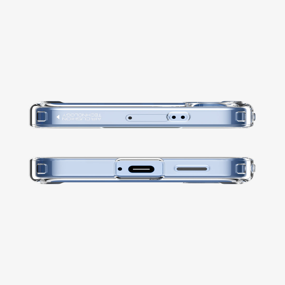 ACS08985 - Galaxy S25 Plus Case Ultra Hybrid in Crystal Clear showing the top and bottom