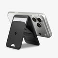 AFA10405 - MagSafe Card Holder Slim Fold (MagFit) | S314-1 in Black showing card holder and stand