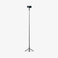 AMP09534 - s581w selfie stick magfit in black showing the front of the device, attached to a selfie stick, extended with a stand