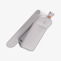 ACP08827 - Visor Leather Sunglass Holder SH101 in Gray showing the front, partial side and partial inner