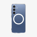 ACS09002 - Galaxy S25 Case Ultra Hybrid Metal Ring (MagFit + Qi2 Ready) in Clear White showing the back