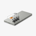 AGL09578 - Galaxy Z Fold 8 Ultra Optik Pro EZ Fit showing a top-down view of the Galaxy Z Fold 8 Ultra in Gray, with the Optik Pro EZ Fit lens protector positioned above the triple camera lenses, 