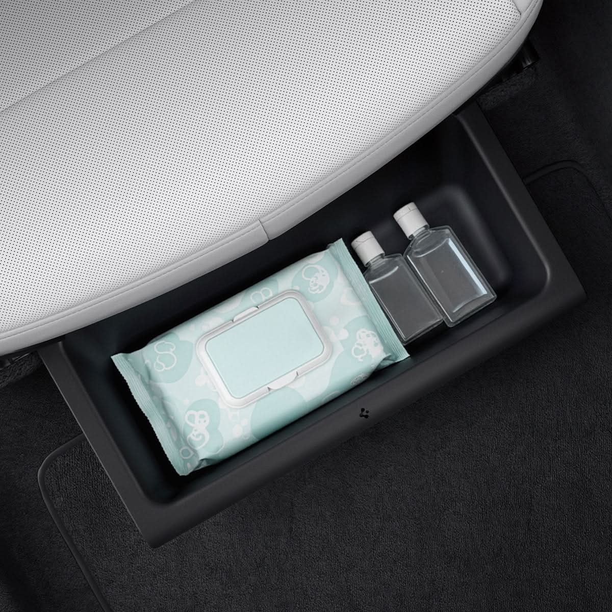 ACP10798 - Model Y Juniper (2025+) 2PK Underseat Organizer Box | TO222J showing bottle inside of the box