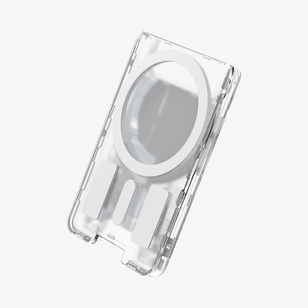 AFA11305 - Ultra Hybrid MagFit card wallet transparent white rear view showing MagSafe magnetic ring and internal magnet layout