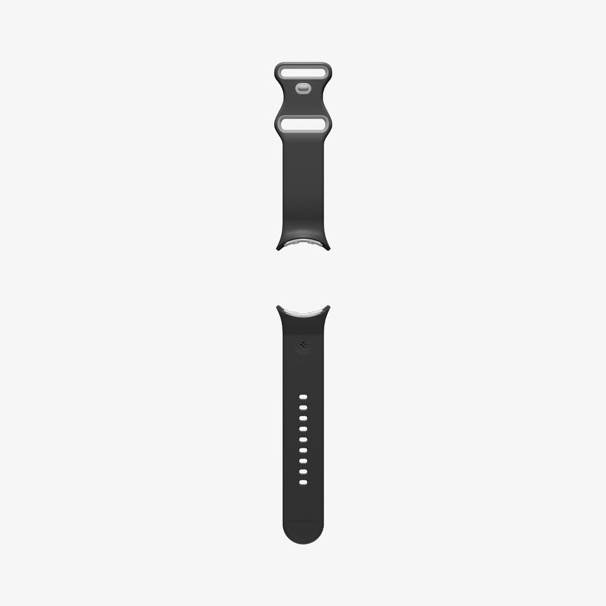 AMP09486 - Pixel Watch 4 (41mm) Nano Pop in Black Sesame showing the front with watch band laid out flat