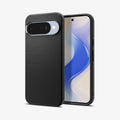ACS09714 - Pixel 10 / Pixel 10 Pro Case Liquid Air in matte black showing the back and front