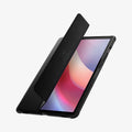 ACS09380 - Galaxy Tab S10 FE Case Rugged Armor Pro in Matte Black showing the partial front and side with front cover partially lifted
