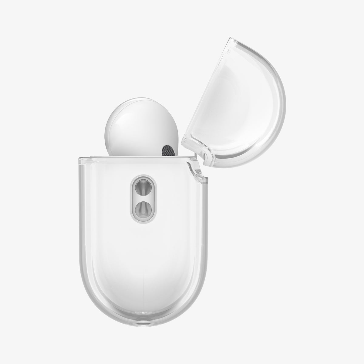 ACS10019 - AirPods Pro 3 Liquid Crystal in Crystal Clear showing the side with top open and AirPods inside