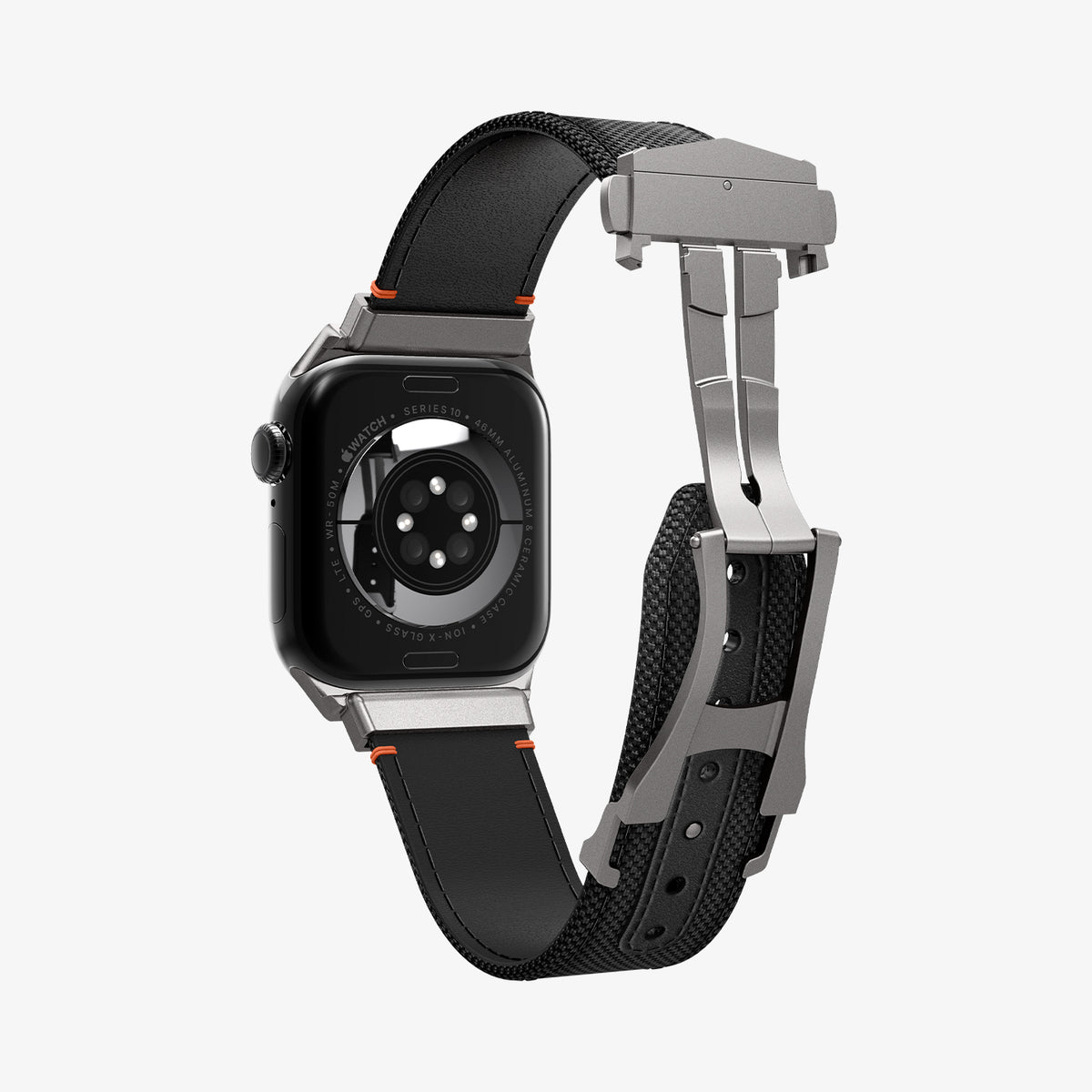 AMP09304 - Apple Watch Ultra (49mm) Classic Fit in Black showing the back, inner side and bottom with lock mechanism