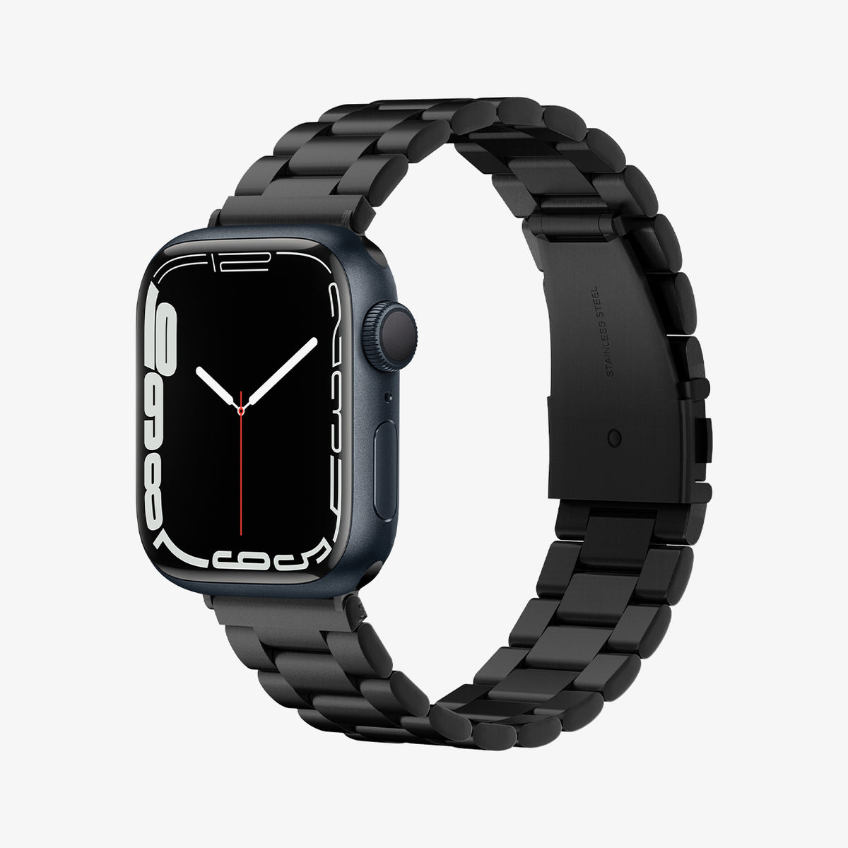 062MP25403 - Apple Watch Ultra 3/2/Ultra 49mm, Series 11/10 46mm, 9/8/7 45mm, SE3/SE2/SE/6/5/4 44mm, 3/2/1 42mm Modern Fit Black showing front and side