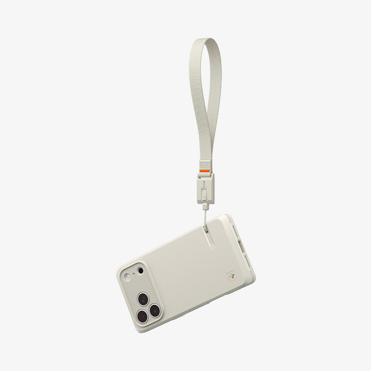 AFA10617 - DA30S LS lanyard strap light gray wrist strap attached to smartphone showing secure tethered carry and minimalist design