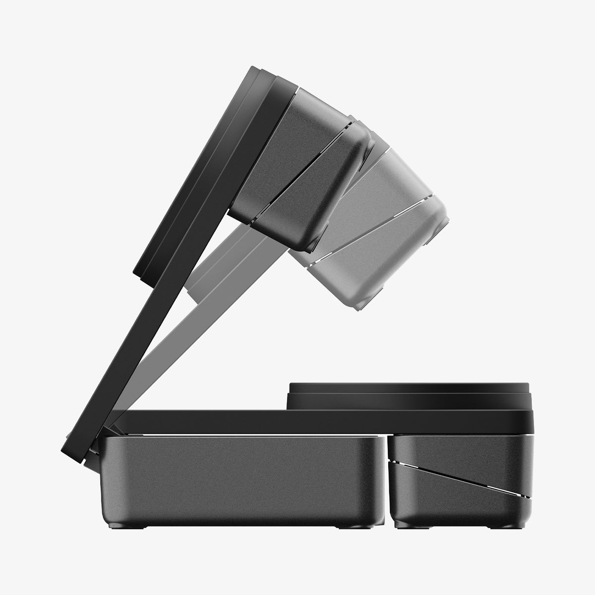 ACH10398 -  Spigen Qi2 3-in-1 Fast Wireless Charger showing adjustable hinge angle side profile