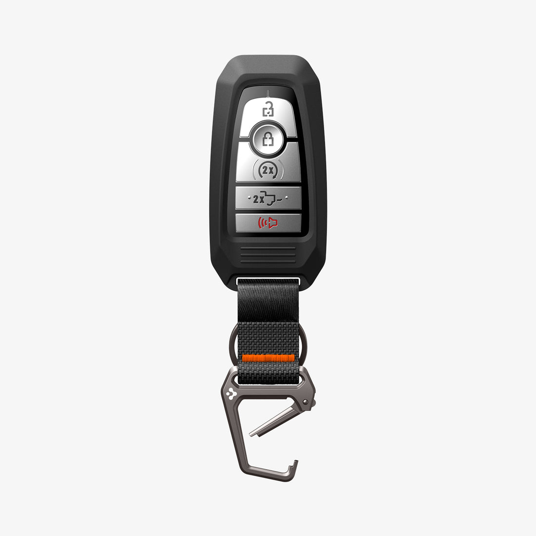 ACS09430 - Ford Key Fob Cover | FK100 in Matte Black showing the front, carabiner open
