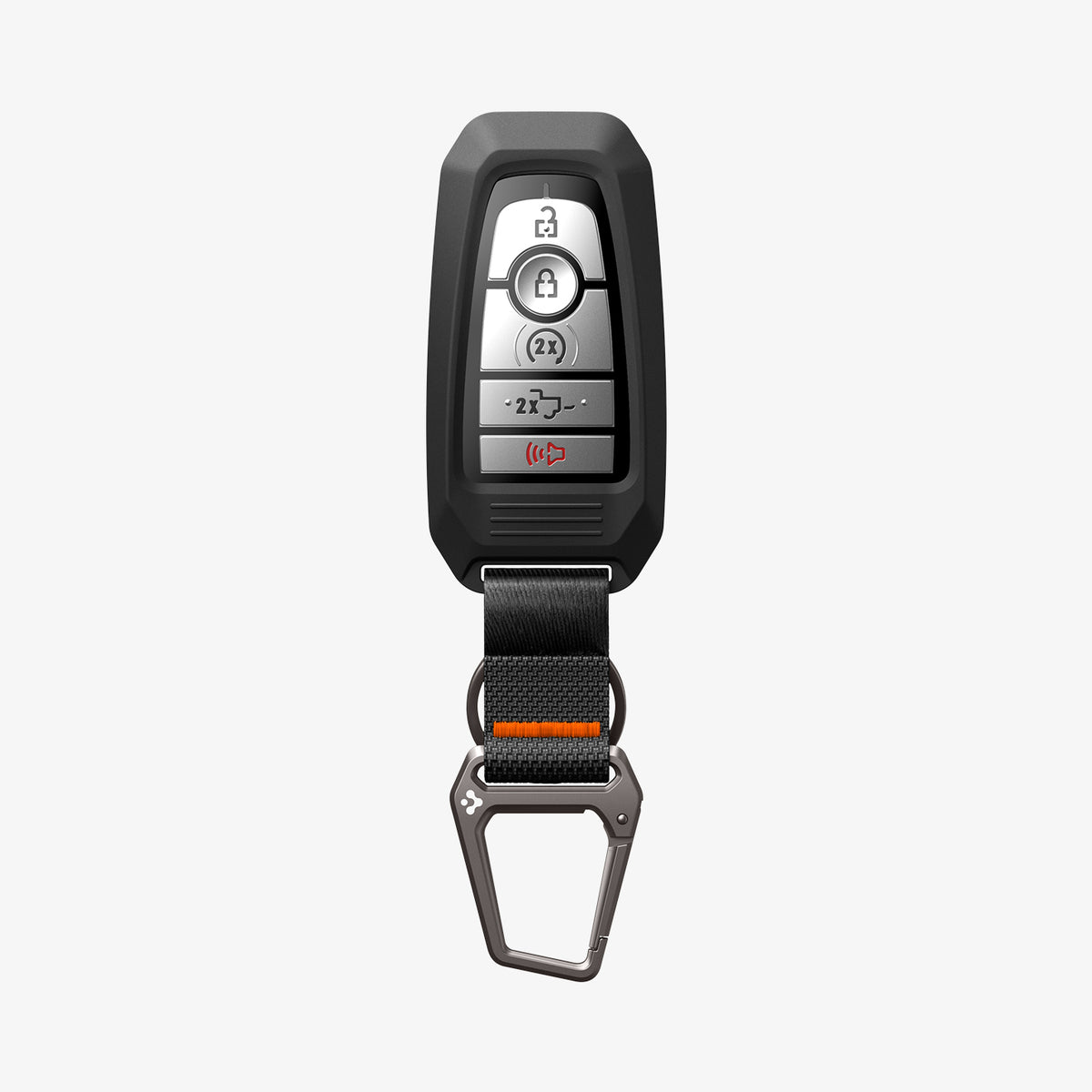 ACS09430 - Ford Key Fob Cover | FK100 in Matte Black showing the front, carabiner closed