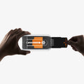 AGL09665 - Pixel 10 Pro Fold Screen Protector EZ Fit Pro GLAS.tR showing a hand pulling the peel strip of ez fit tray