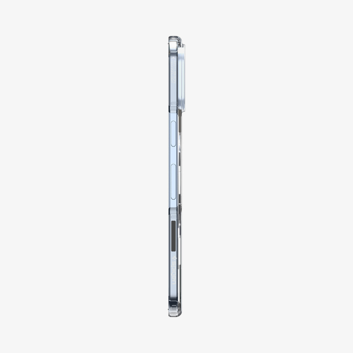 ACS09742 - Pixel 10 Pro Fold Case Ultra Hybrid Metal Ring (MagFit) in crystal clear showing the side