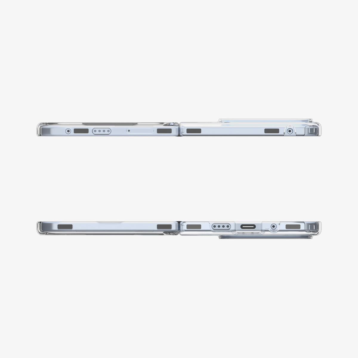 ACS09742 - Pixel 10 Pro Fold Case Ultra Hybrid Metal Ring (MagFit) in crystal clear showing the top and bottom of case