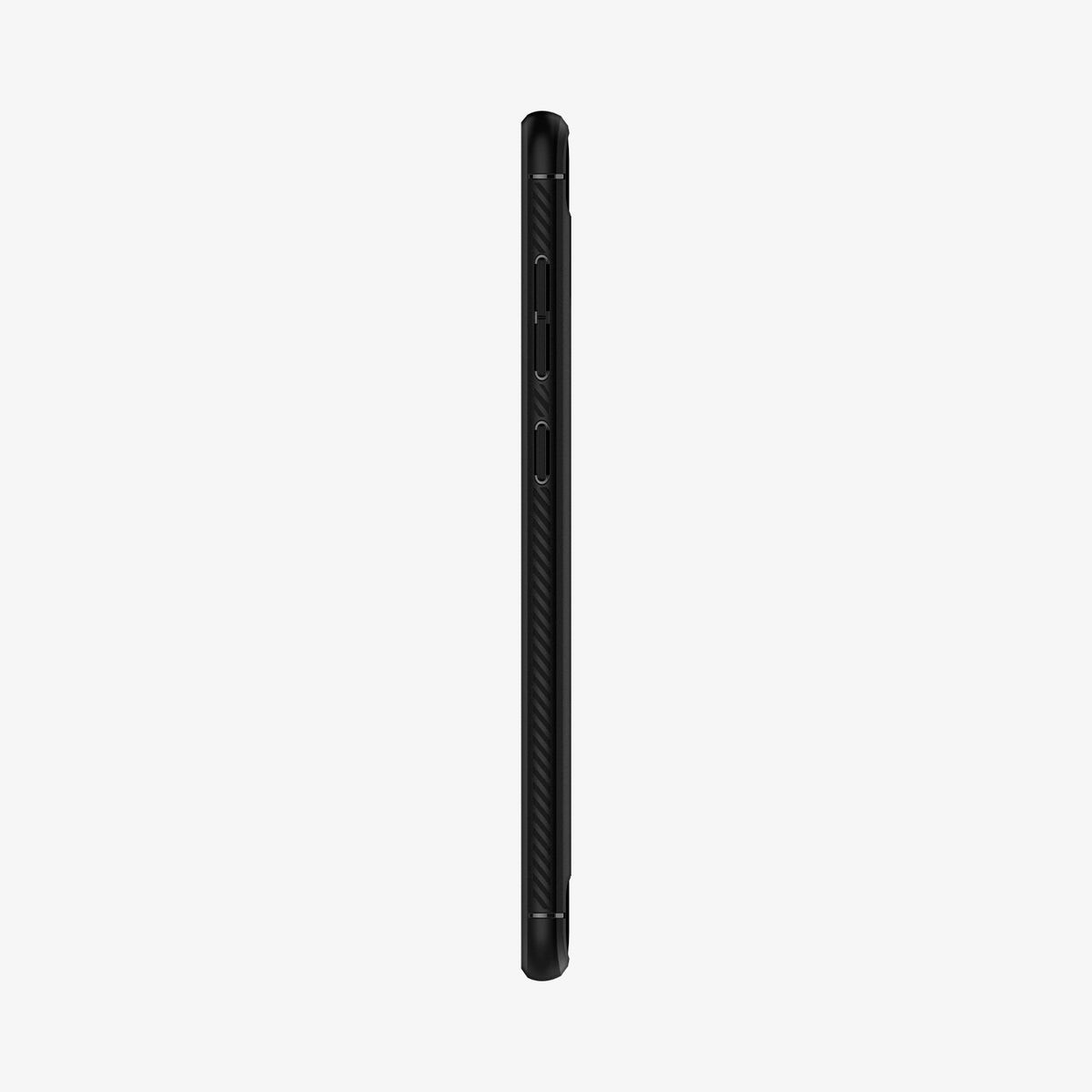 ACS00974 - Galaxy A21s Case Rugged Armor in Matte Black showing the side with side buttons
