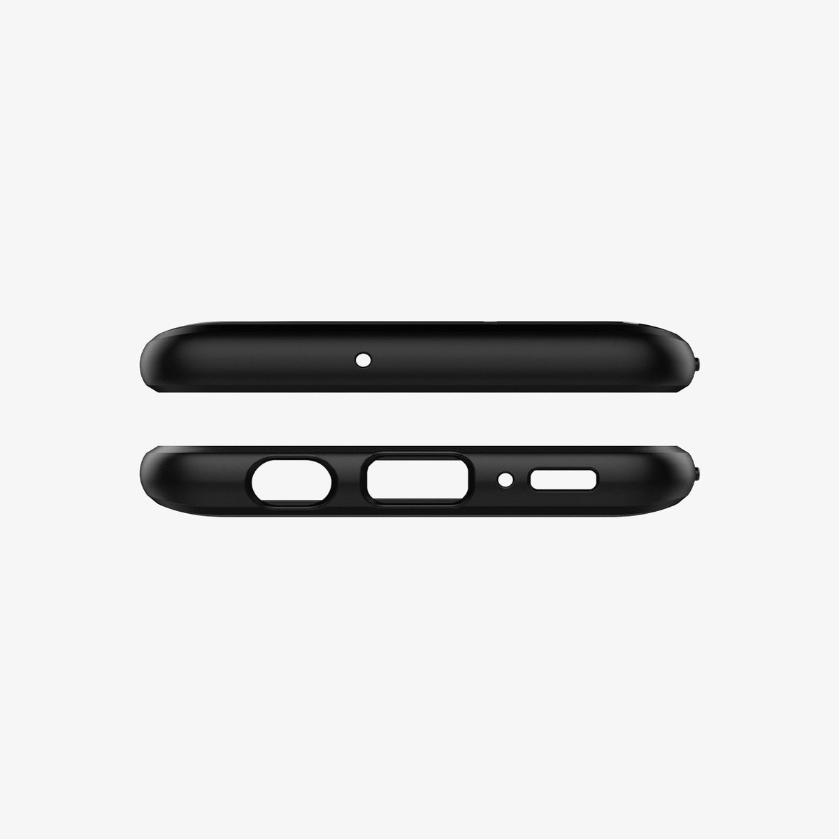 ACS00563 - Galaxy A51 Case Rugged Armor in Matte Black showing the top and bottom