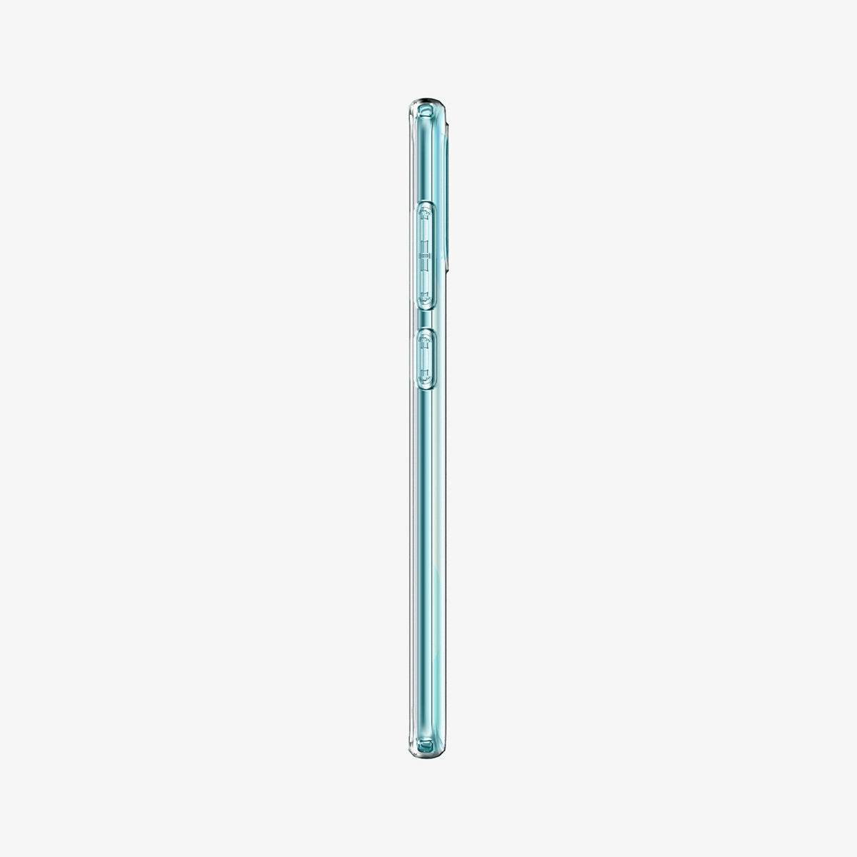 ACS00566 - Galaxy A71 Case Liquid Crystal in Crystal Clear showing the side with side buttons