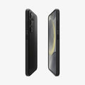 ACS07327 - Galaxy S24 Plus Case Liquid Air in Matte Black showing the partial back, partial front and sides of 2 devices paralleled with each other