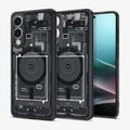 ACS09415 - Galaxy S25 Edge Case Ultra Hybrid Zero One in Zero One Black showing the back with the device, partial back of the case, partial front and sides