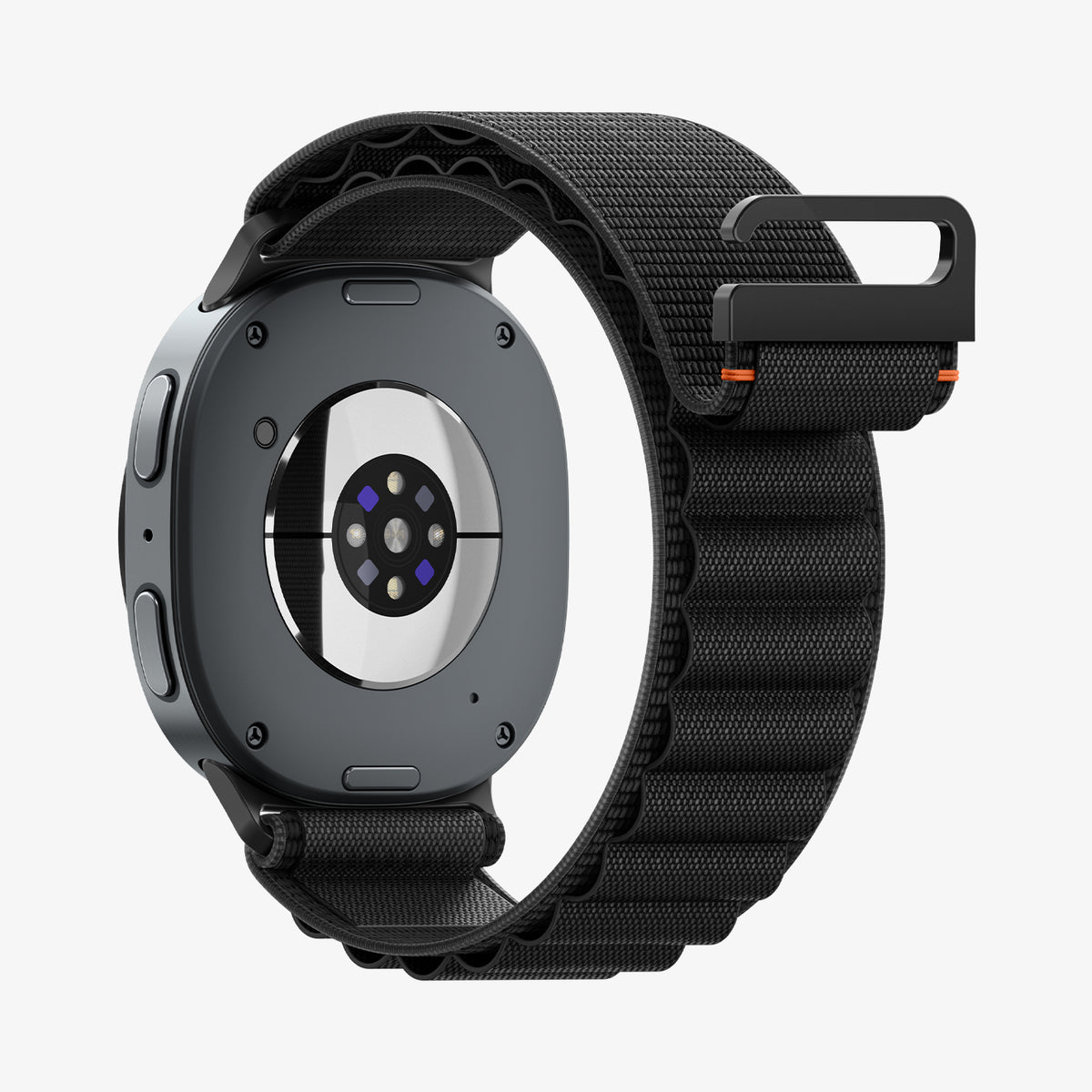AMP11607 - Galaxy Watch 9 Series WBF1 showing angled back view of Galaxy Watch 9 watch with band and hook buckle detail