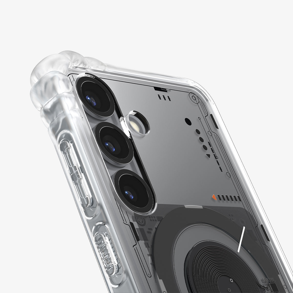 ACS09470 - Galaxy S25 Case Ultra Hybrid Metal Ring Neo One (MagFit) in Neo One  showing the back, partial side and bottom