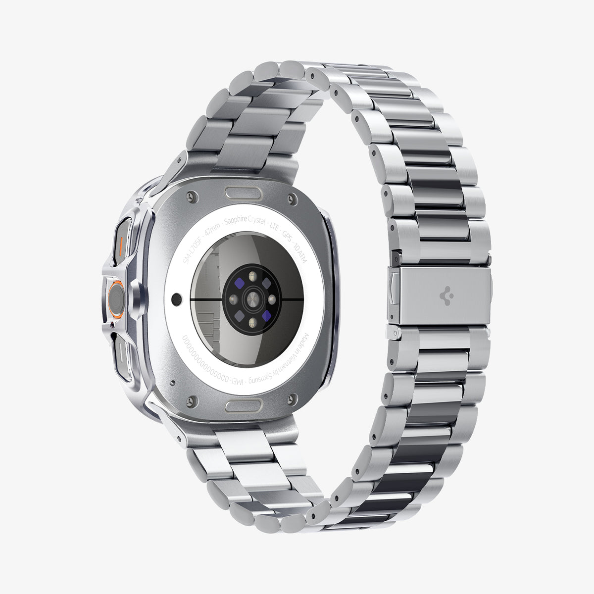 ACS08828 - Watch Ultra (47mm) Case Bezel Tune Pro in Silver showing the back, partial inner side and bottom