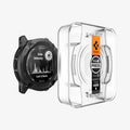 AGL07593 - Instinct 2X Glas.tR EZ FIT in Clear showing the device, screen protector, ez fit tray and packaging