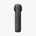 AGL09309 - X4 Insta360 Glas.tR SLIM in Black showing the side of the screen protector hovering in front of the device 