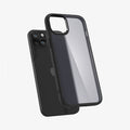 ACS06797 - iPhone 15 Case Ultra Hybrid in frost black showing the back with case hovering away from device
