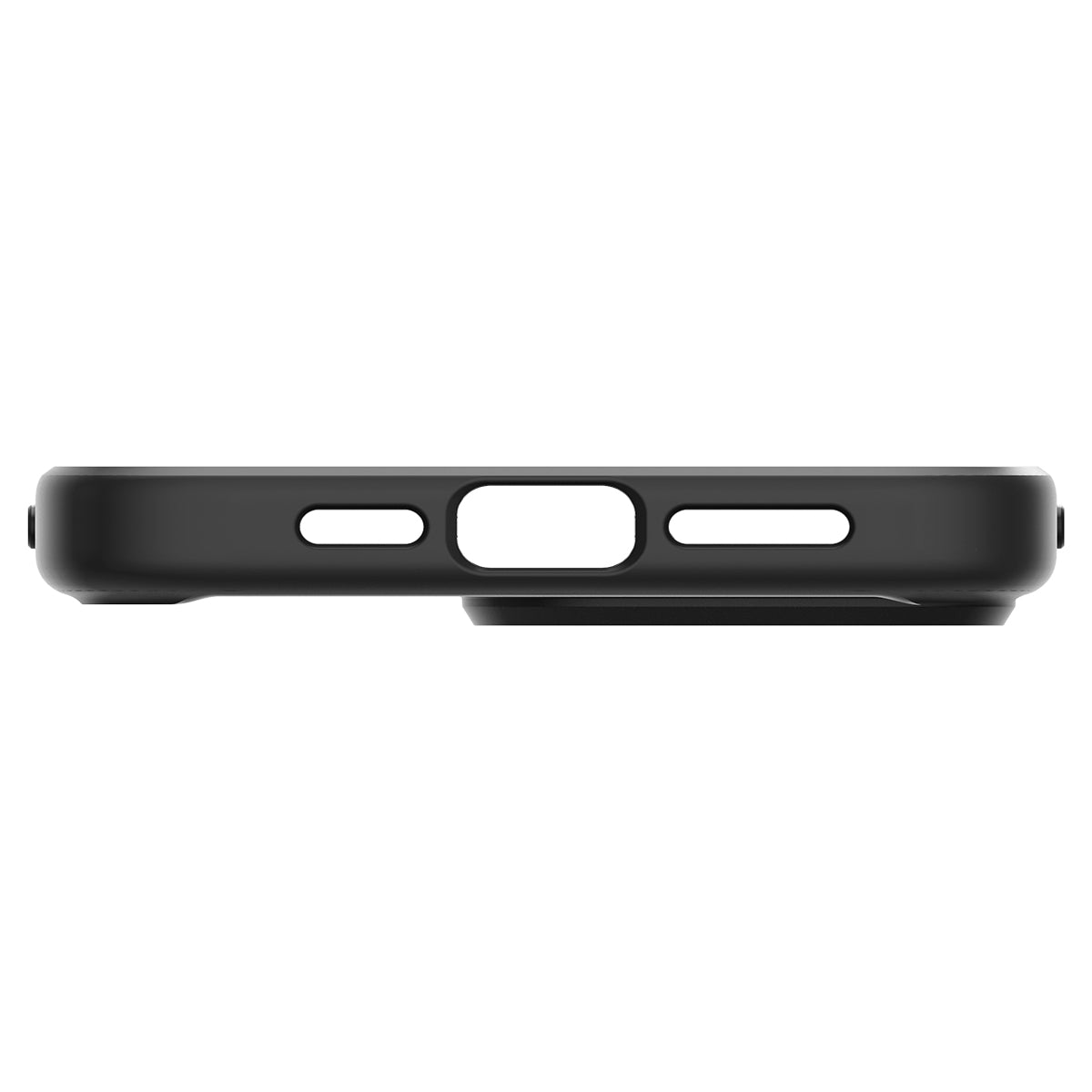 ACS06709 - iPhone 15 Pro Case Ultra Hybrid in frost black showing the bottom with precise cutouts