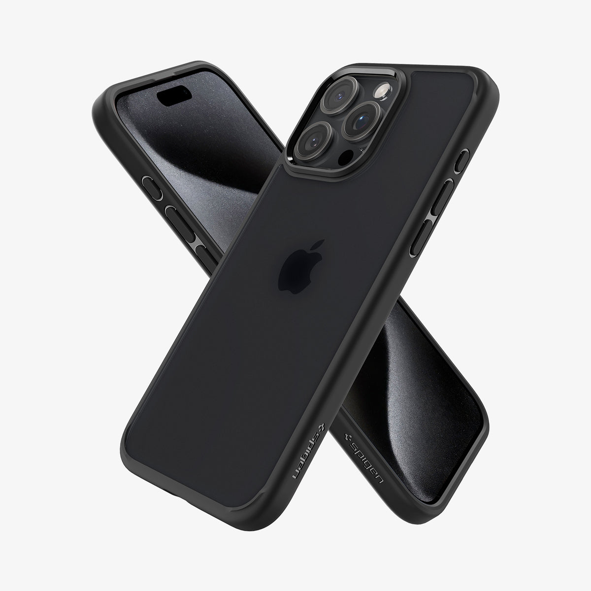 ACS06709 - iPhone 15 Pro Case Ultra Hybrid in Frost Black showing the back, side, and front