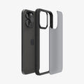 ACS06709  - iPhone 15 Pro Case Ultra Hybrid in frost black showing the back with multiple layers of case hovering away from device