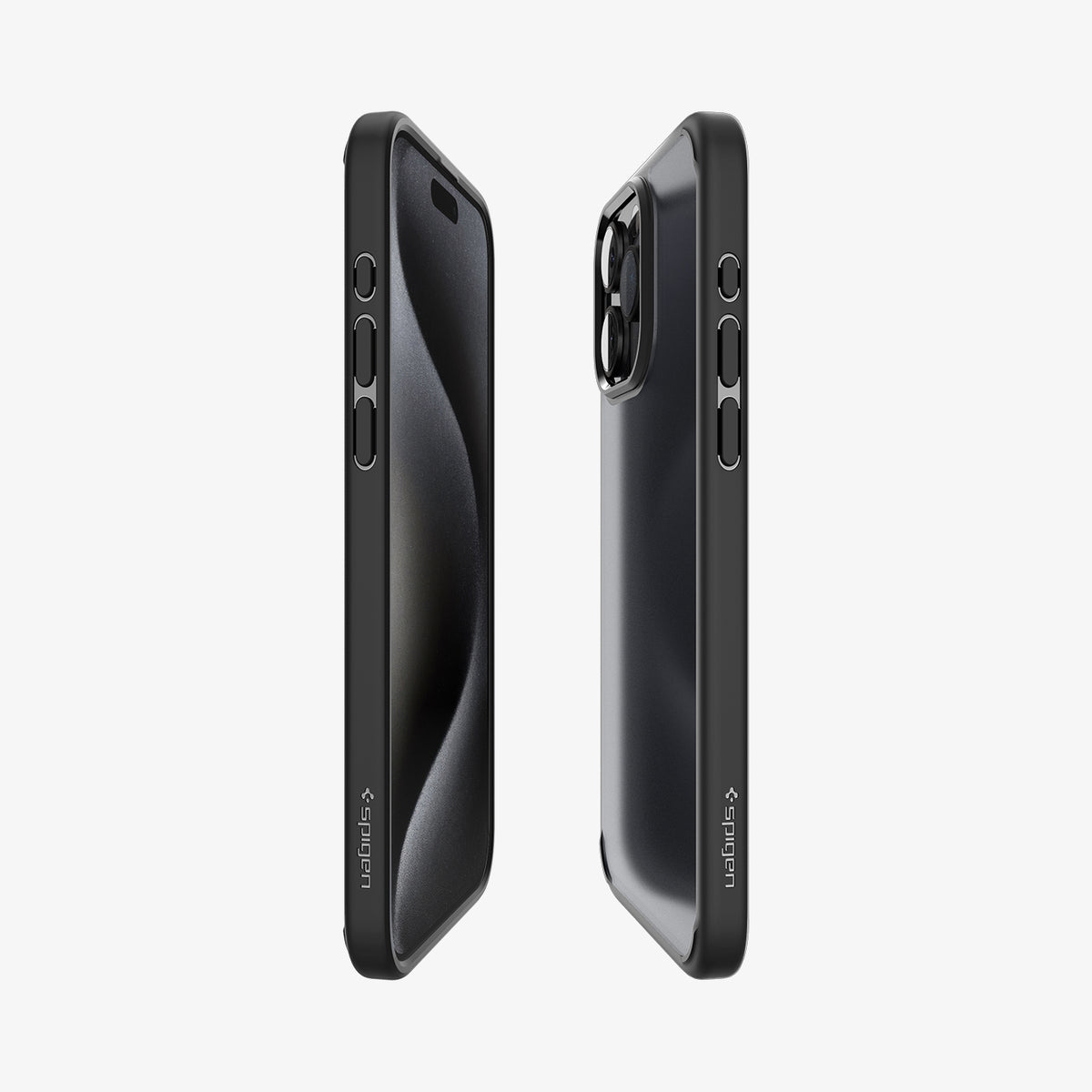 ACS06709 - iPhone 15 Pro Case Ultra Hybrid in Frost black showing the back, side, and front
