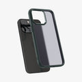ACS06569  - iPhone 15 Pro Max Case Ultra Hybrid in frost green showing the back with case hovering away from device