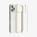ACS06571 - iPhone 15 Pro Max Case Ultra Hybrid in mute beige showing the back with multiple layers of case hovering away from device