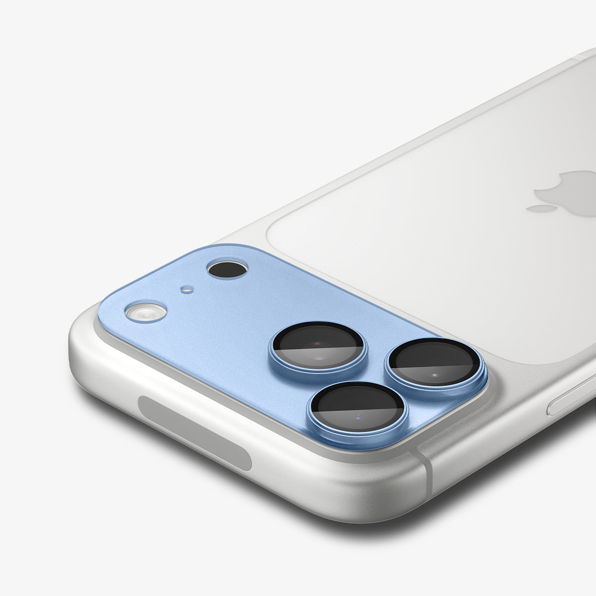 AGL12041 - iPhone 18 Pro Max Optik Pro XL EZ Fit Lens Protector in Glacier showing the installed lens protector covering the full camera area with precise cutouts.