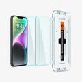 AGL03386 - iPhone 14 Screen Protector EZ FIT GLAS.tR (Sensor Protection)  showing the ez fit tray, film, screen protector and device