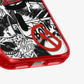 ACS11412 - Spigen C11 Blast iPhone 17 Pro Max case in Red close-up of boombox graffiti graphic and red bumper corner detail