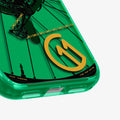 ACS11650 - Close-up of Spigen Cadence C11 case bottom corner showing bicycle chain graphic and Keep Turning text