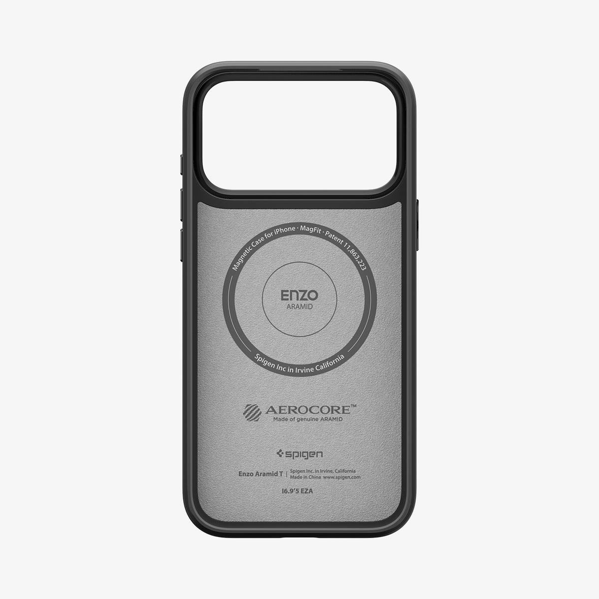 ACS09959 - iPhone 18 Pro / iPhone 17 Pro Enzo Aramid T (Mag Fit) Black Black showing the inner case structure with an integrated magnetic ring and protective lining