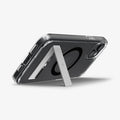ACS06666 - iPhone 15 Plus Case Ultra Hybrid S (MagFit) in black showing the back with device propped up by built in kickstand