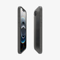 ACS09532 - iPhone 16e Case Liquid Air in Marble Gray showing the partial back, partial front and sides
