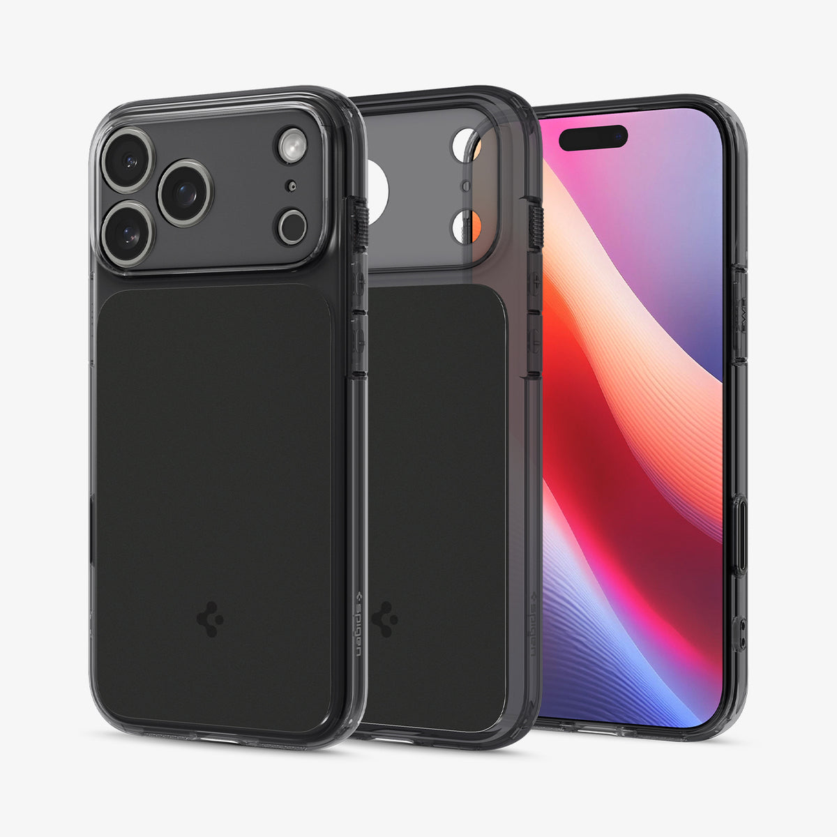 ACS10078 - iPhone 18 Pro / iPhone 17 Pro Ultra Hybrid T (Mag Fit) in Matte Black showing the back, front and inside