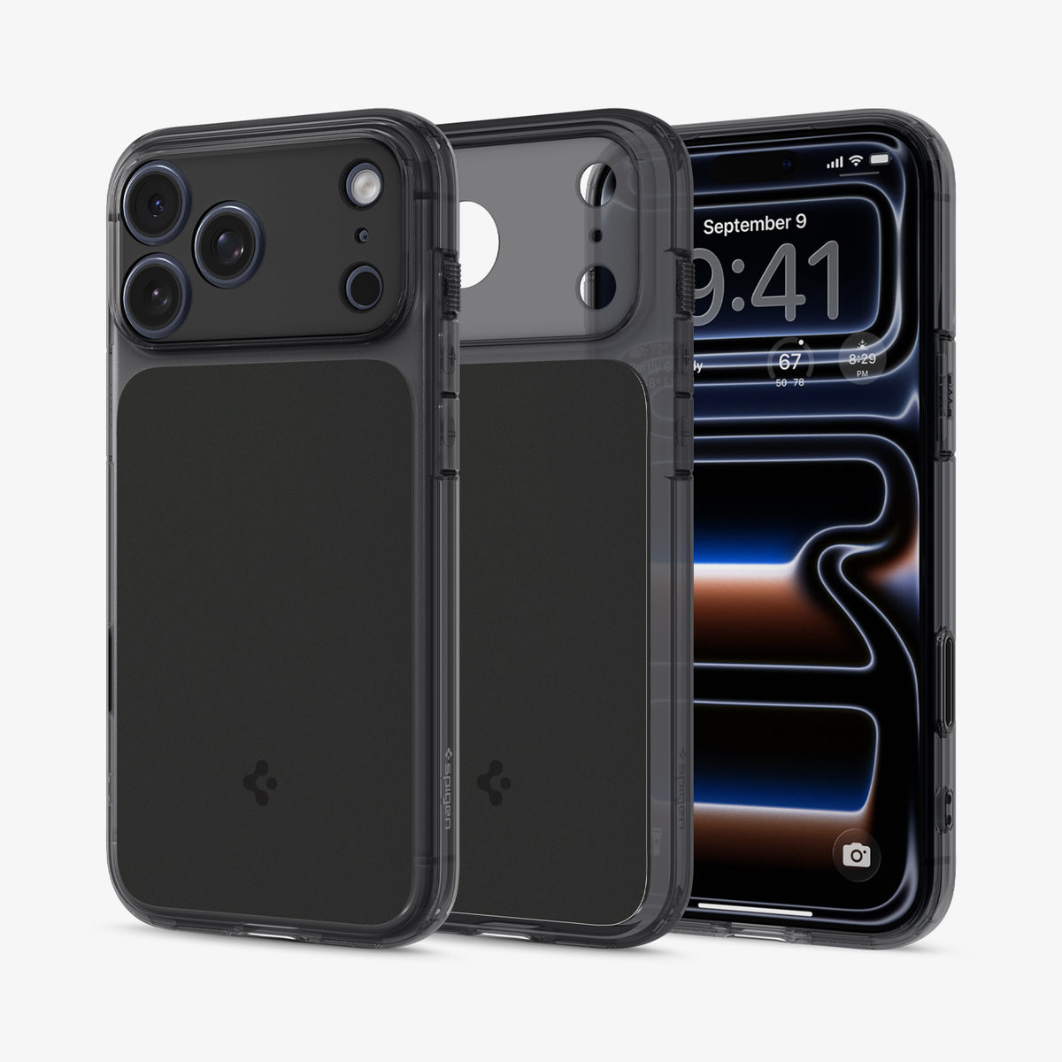 ACS10047 - iPhone 18 Pro Max / iPhone 17 Pro Max Ultra Hybrid T (Mag Fit) in Matte Black showing the back, front and inside