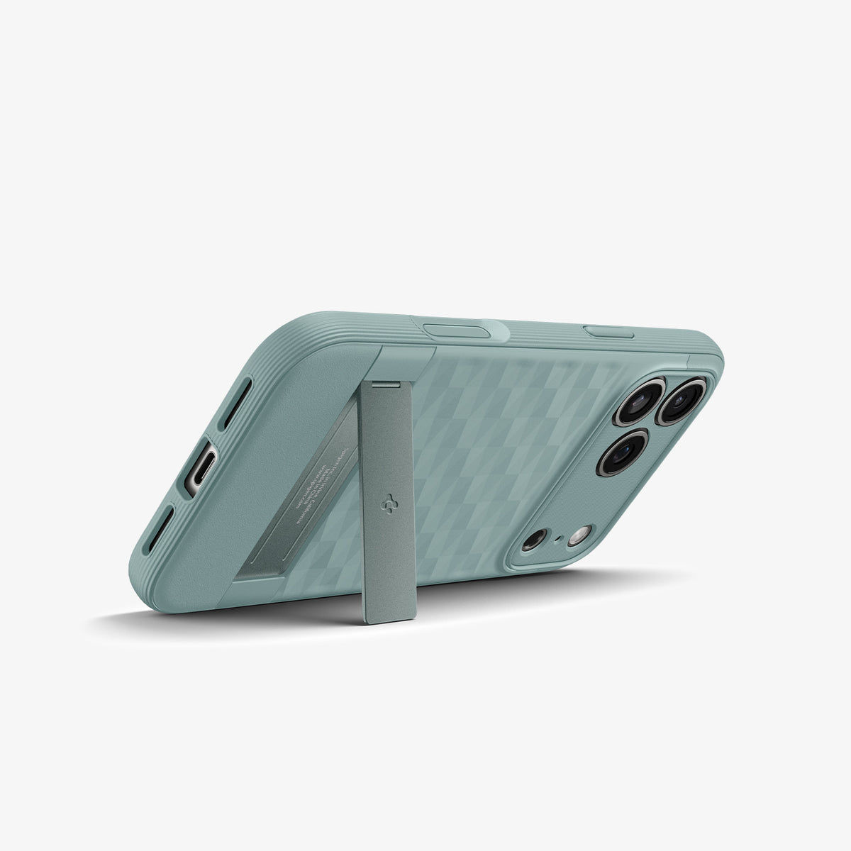 ACS09965 - iPhone 17 Pro Series Case Parallax S (MagFit) in green showing the device propped up by built in kickstand